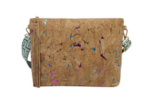 Load image into Gallery viewer, Unique cork crossbody bag for women with colorful accents, perfect for sustainable and stylish fashion choices.