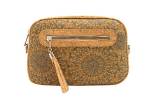 Load image into Gallery viewer, Eco-friendly cork crossbody bag featuring intricate pattern and tassel detail, perfect for stylish women on the go.
