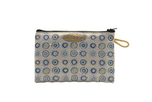 Load image into Gallery viewer, Elegant leather purse wallet with evil eye design, perfect for securely holding coins and small essentials.
