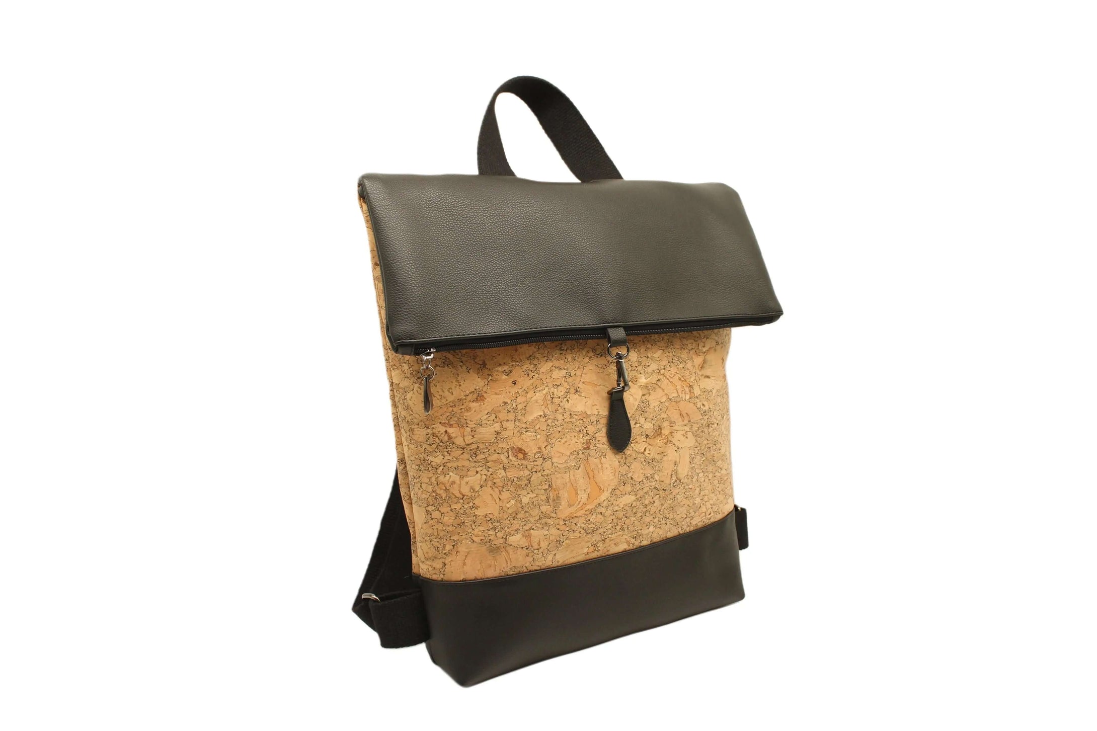 Unisex cork leather backpack with unique design, dimensions 41 x 38 x 8 cm, proudly made in Greece.