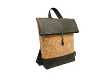 Load image into Gallery viewer, Unisex cork leather backpack with unique design, dimensions 41 x 38 x 8 cm, proudly made in Greece.
