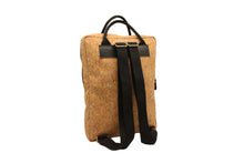 Load image into Gallery viewer, Handmade cork backpack bag with black straps, showcasing unique design and sustainable, vegan alternative to leather.
