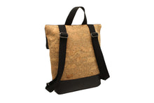 Load image into Gallery viewer, Unisex cork leather backpack with unique design, dimensions 41x38x8 cm, made in Greece.
