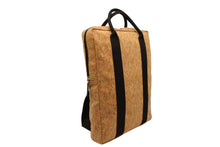 Load image into Gallery viewer, Handmade cork backpack bag with unique texture, vegan alternative to leather, crafted in Greece, showcasing sustainable design.
