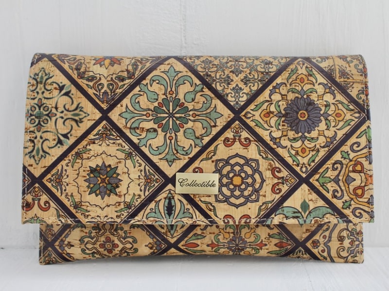 Colorful and handmade cork clutch by SunBeam.